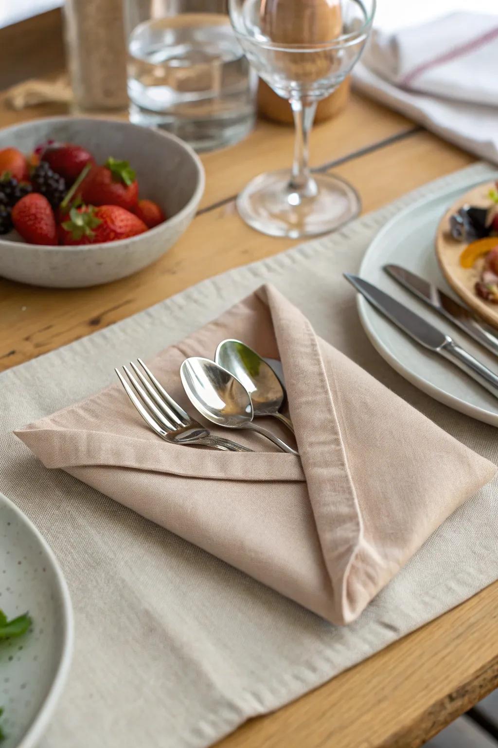 The pocket fold, blending sophistication and practicality.