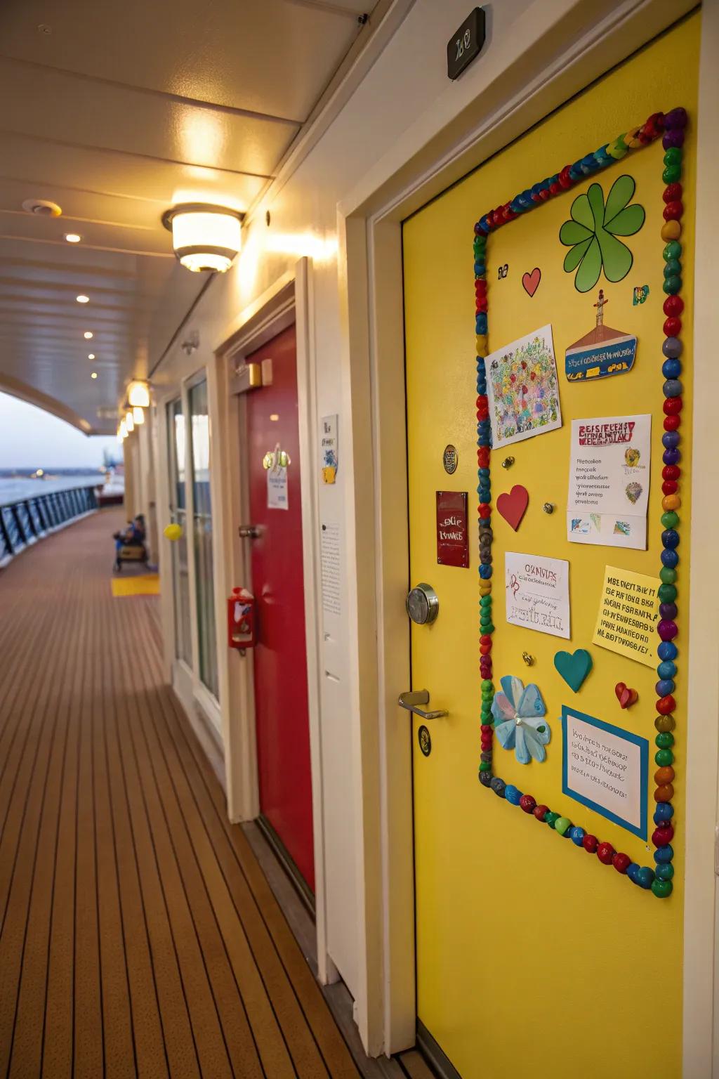 Stay connected with a magnetic message board on your cruise door.