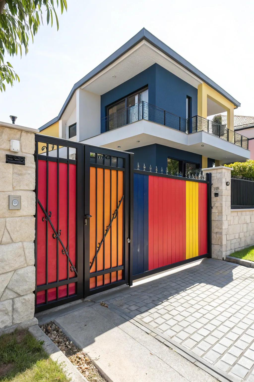 A bold colored gate that makes an unforgettable entrance statement.