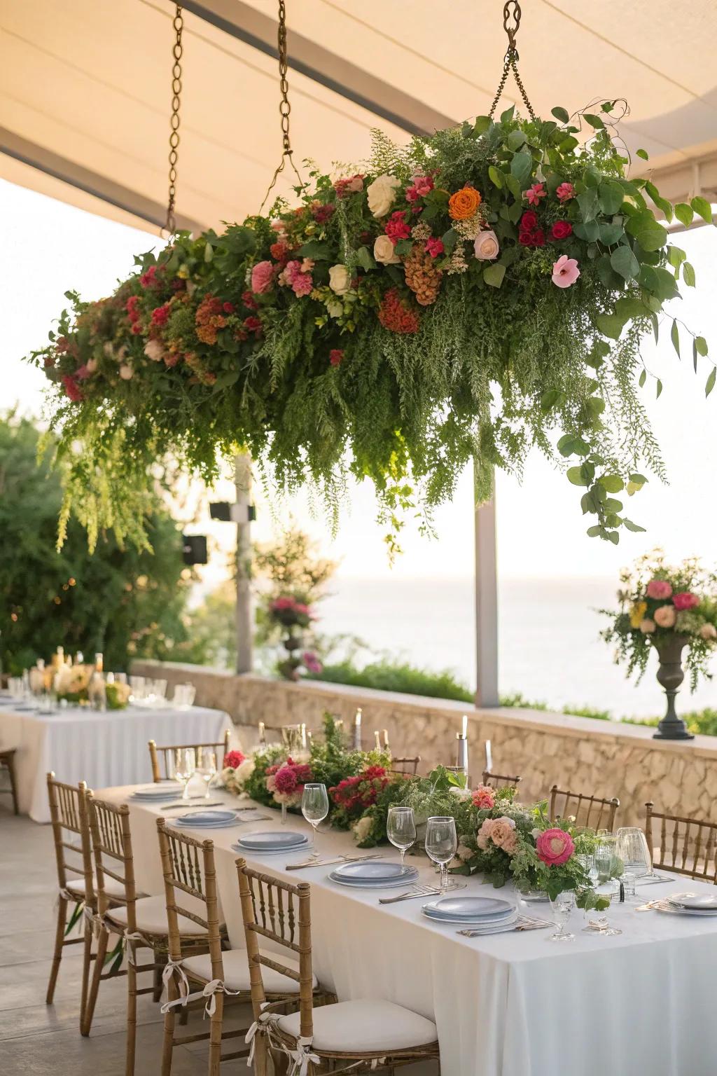 Aerial flower placements spawn an unforgettable impression.