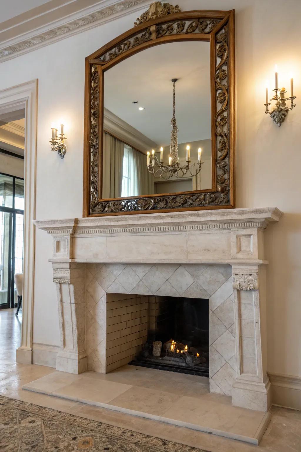 Enhance light and space with a mirror in your fireplace.