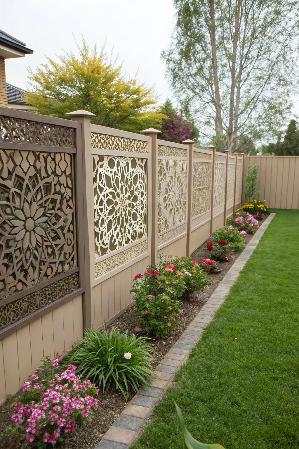 Decorative panels with intricate designs add an artistic flair.