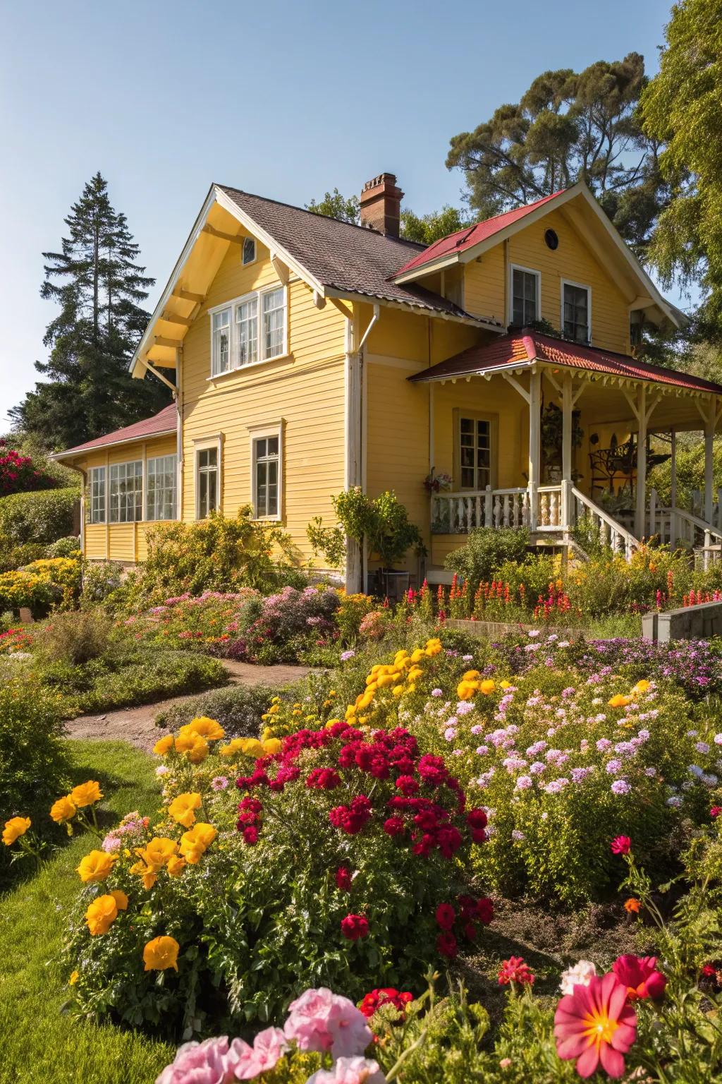 Yellow foundations brighten up any home exterior.