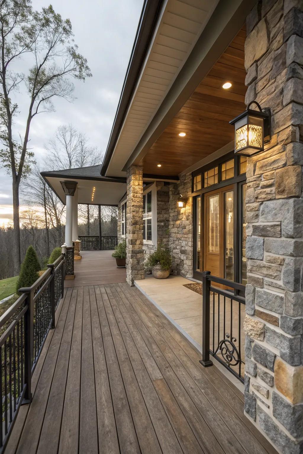 A mix of materials adds texture and interest to your porch.