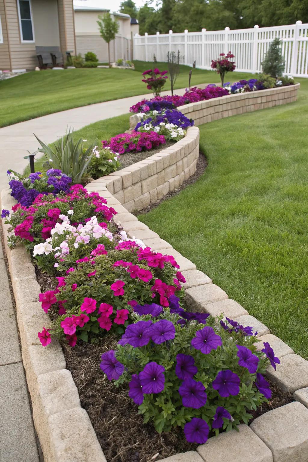 Maintain a neat garden with defined flower beds.