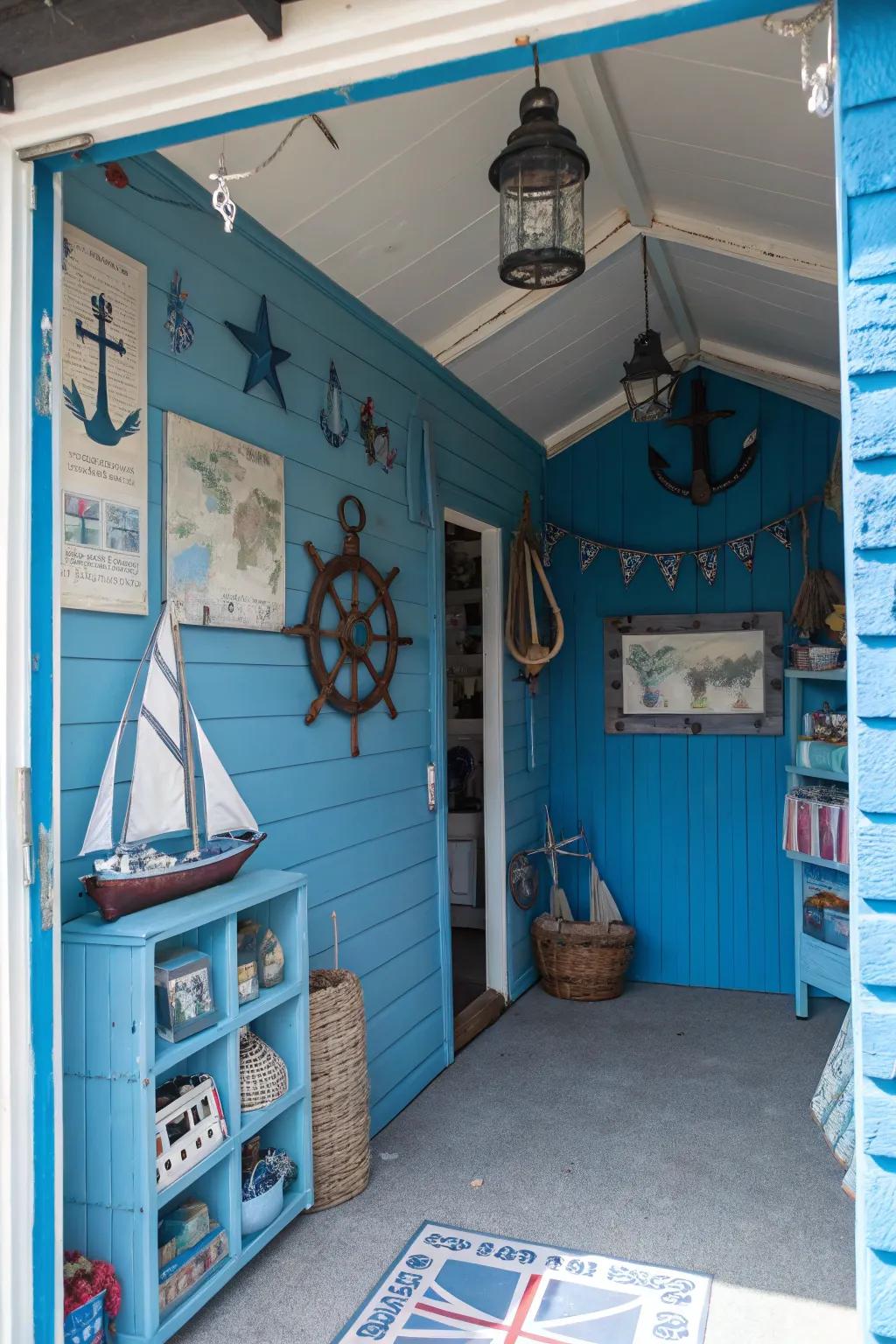 Ocean blues for a tranquil garage.