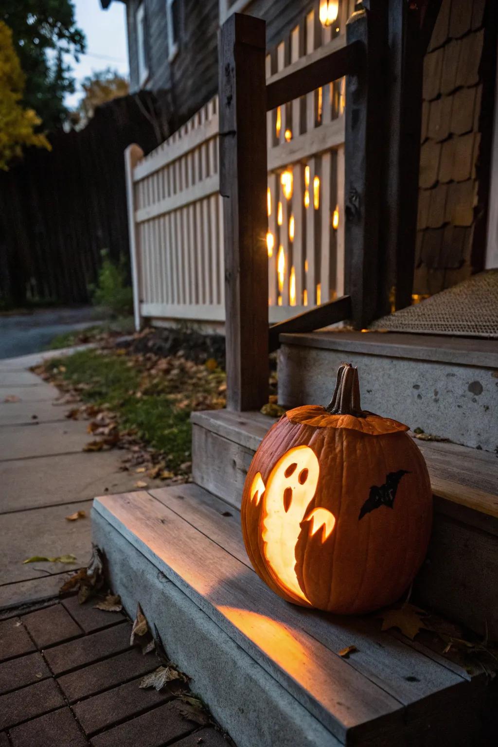 An inscribed cucurbit phantom imparts a spectral luminescence to your All Hallows' Eve embellishments.