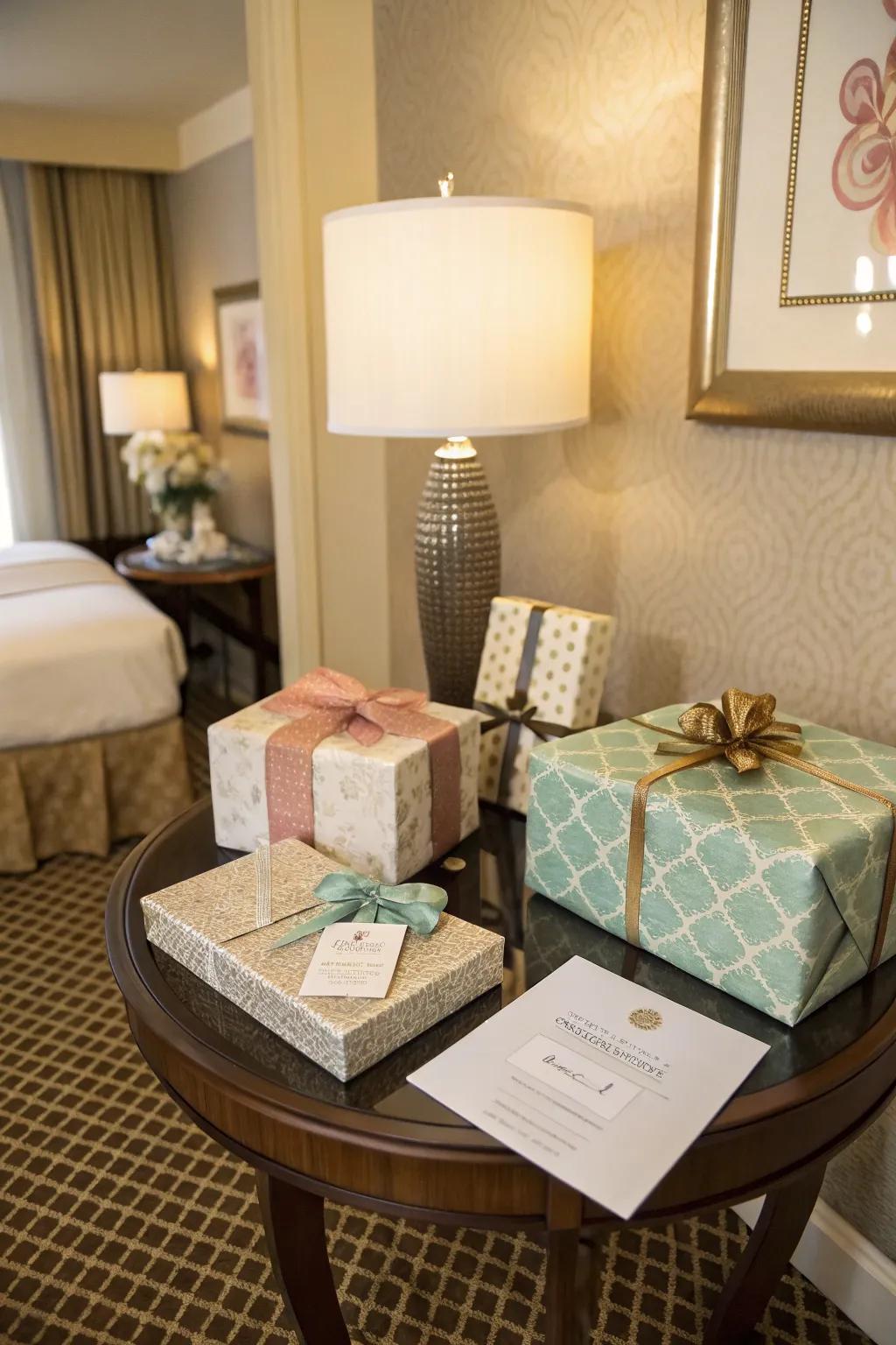 Add a personal flourish with a dedicated gifts area.
