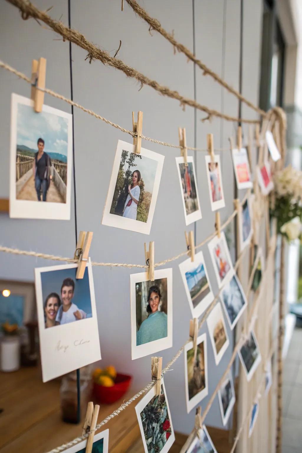 Photographic displays personalize your party setting.
