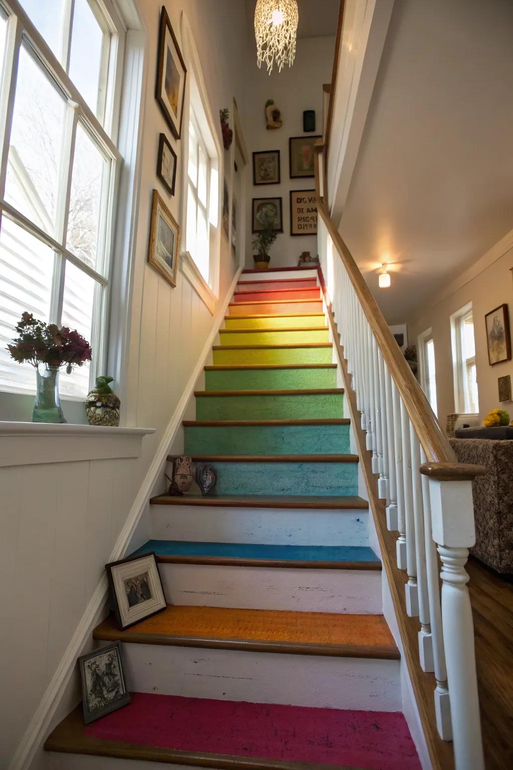 Convey your inventiveness through painted stair risers.