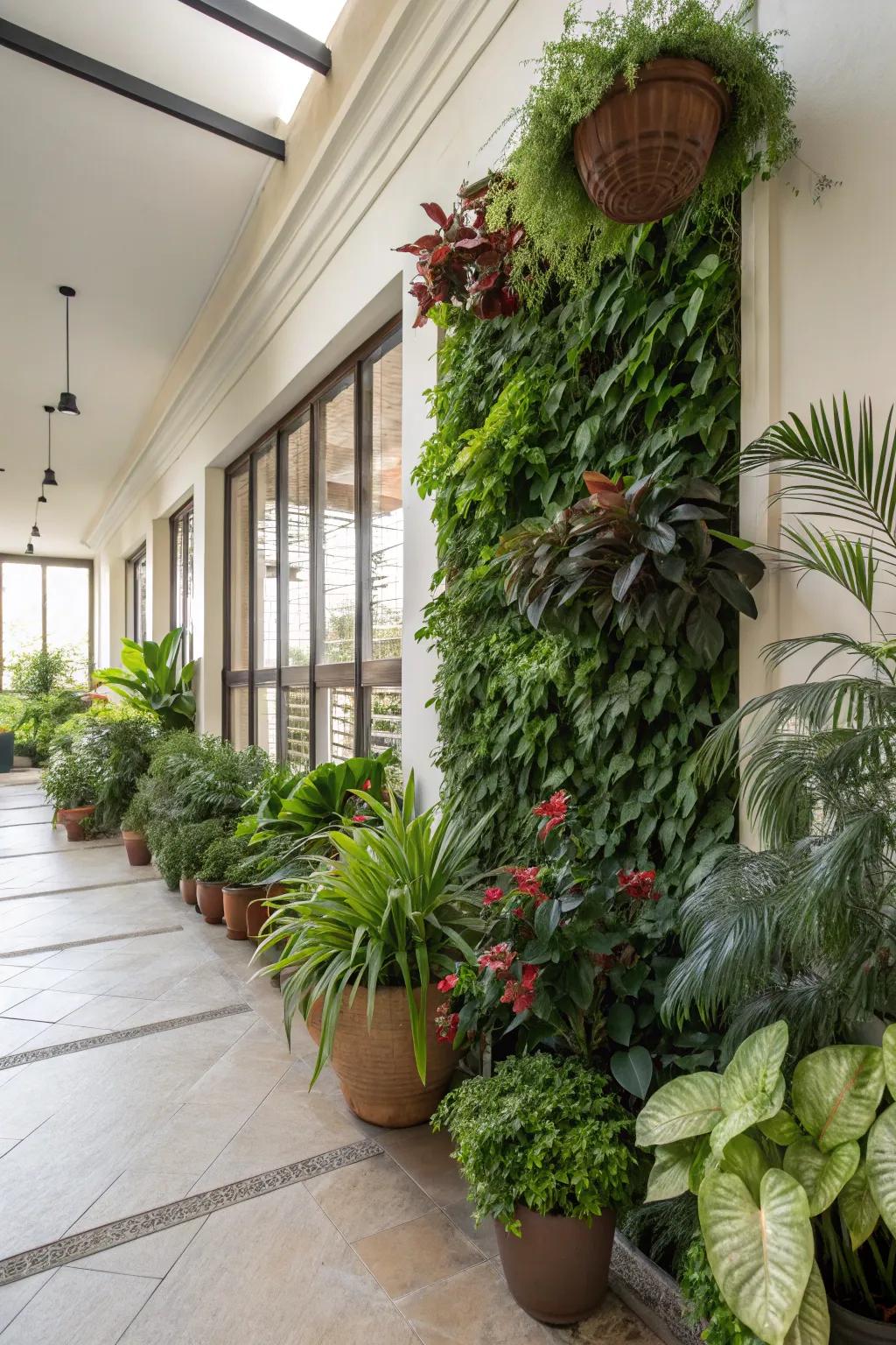 Greenery brings vitality and freshness to your indoor patio.