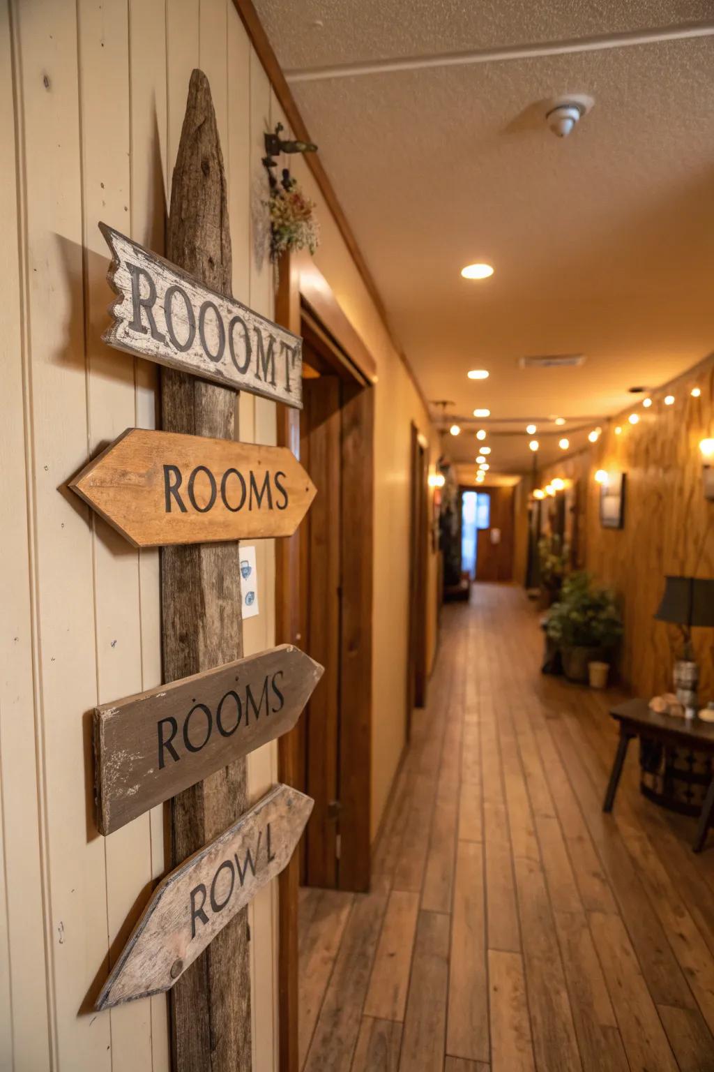 Charm your guests with rustic arrow signs.