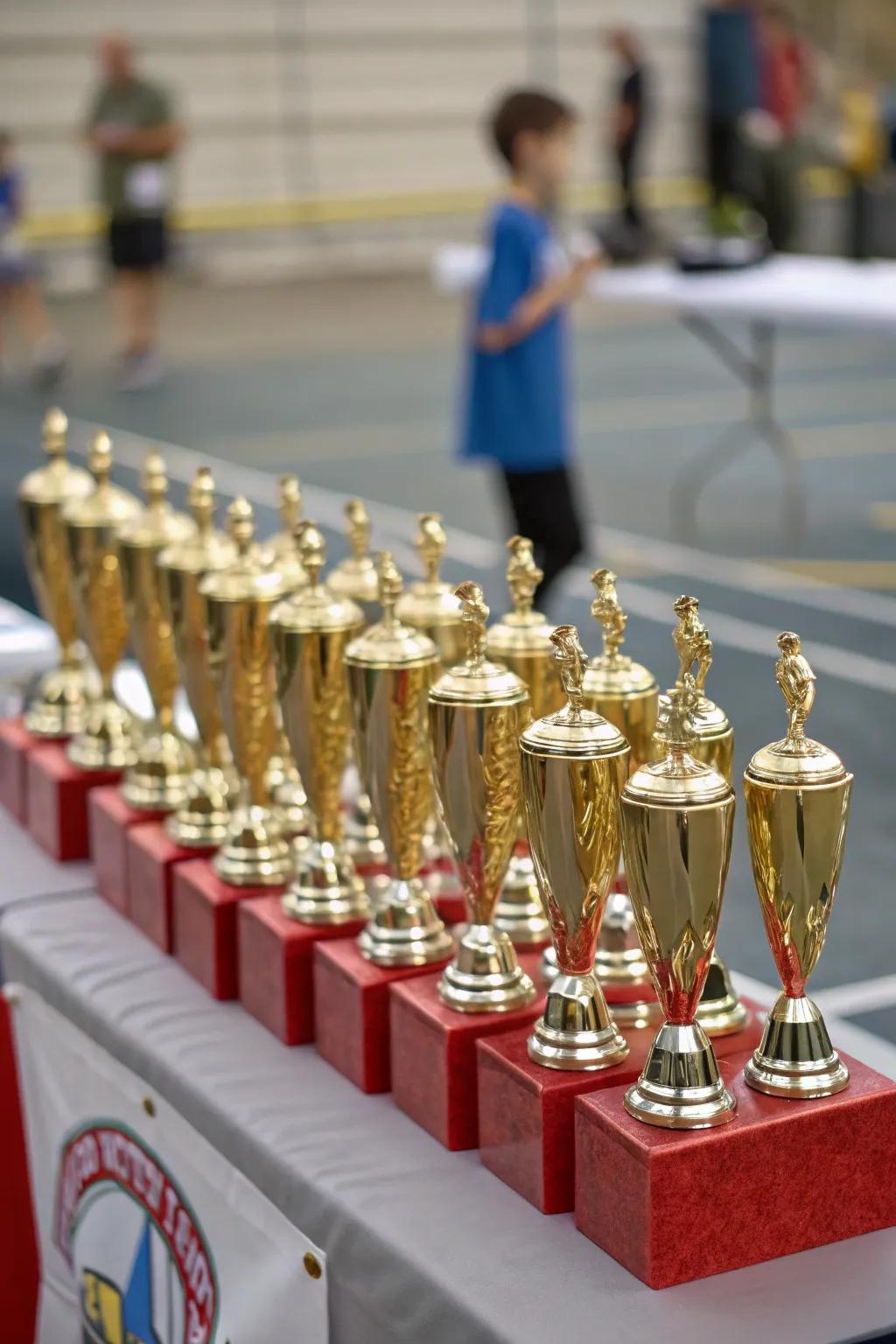 Mini trophies ready to celebrate the little champions.