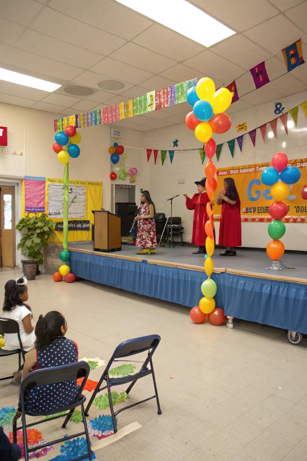 A captivating platform arrangement compelling young performances and photo sessions.
