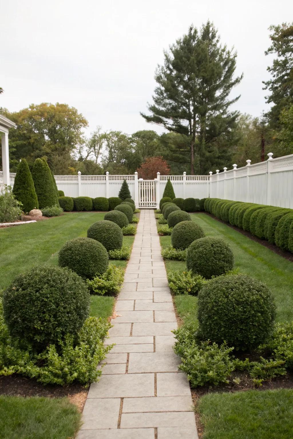 Symmetric garden design for balance and simplicity.