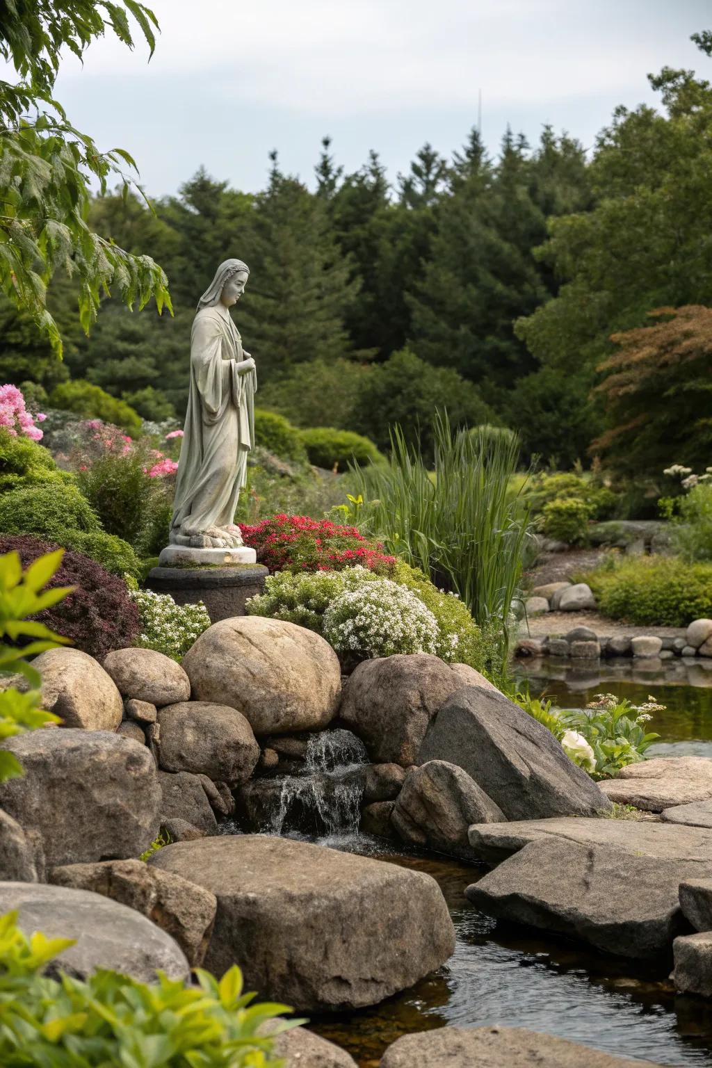 Highlight garden features with strategic river rock accents.