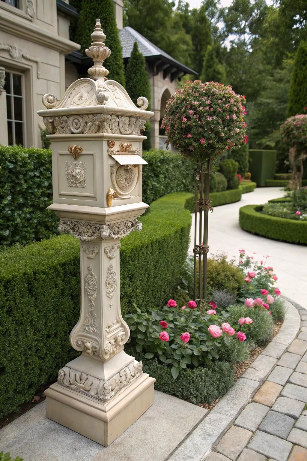 Ornate mailbox supports add a sense of sophistication to any home.