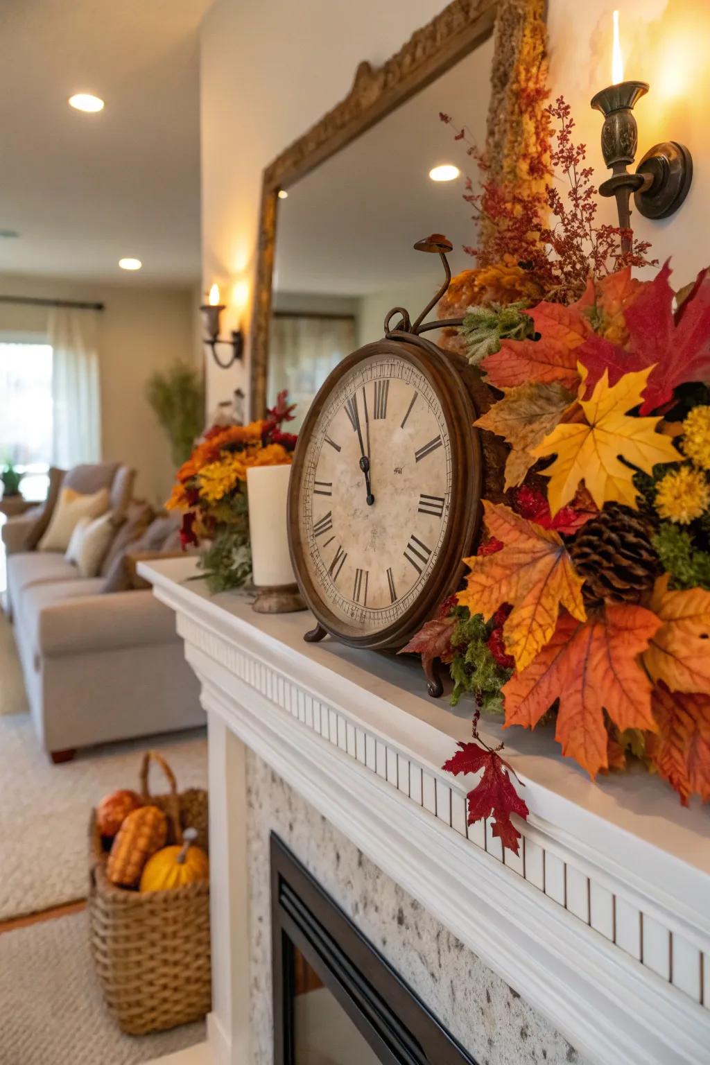 A mantel that changes with the seasons, keeping it fresh.