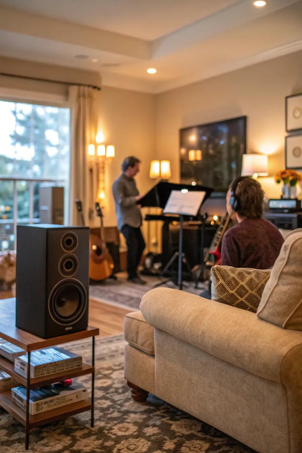 Music can create a warm and inviting atmosphere in an open house.