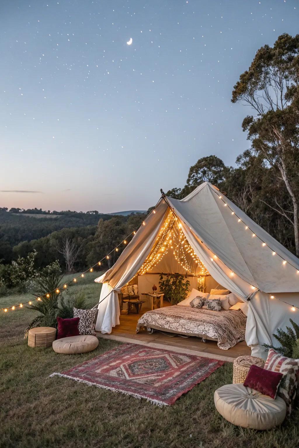 Experience the great outdoors in style with a glamping adventure.