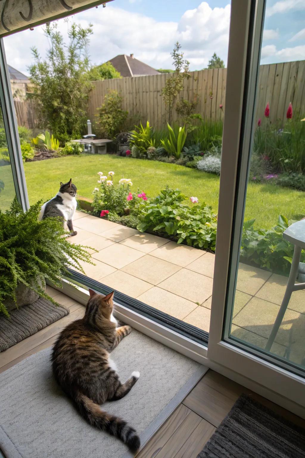 A viewing window offers endless entertainment and curiosity for cats.