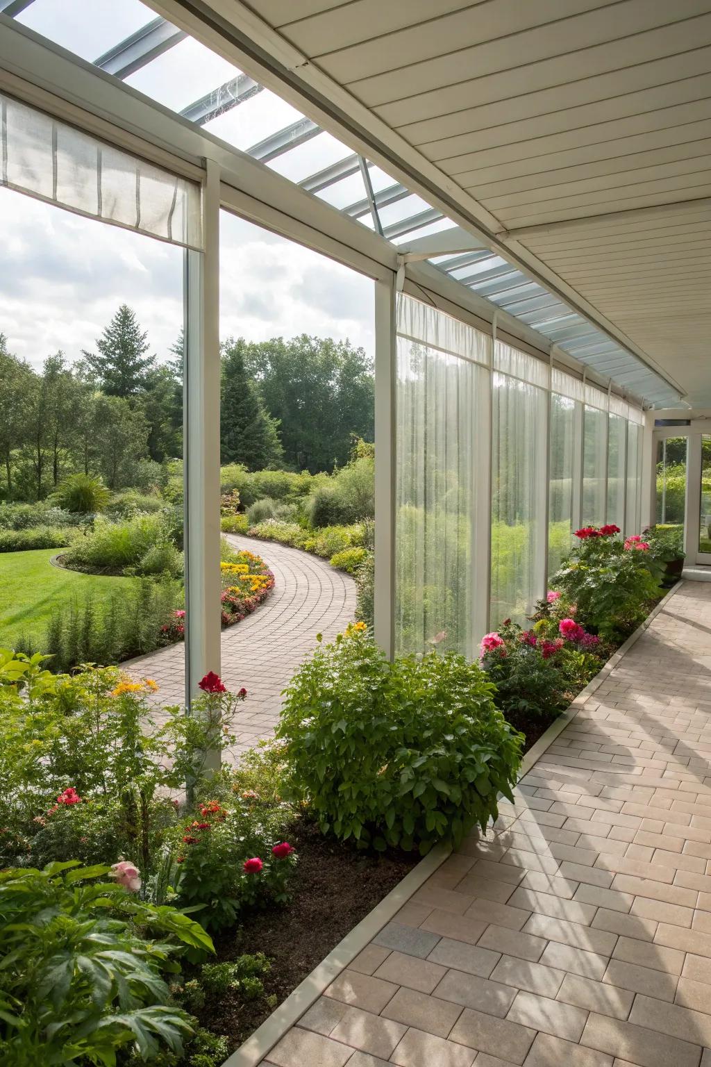 Vinyl walls delivering protection while maintaining unobstructed views.