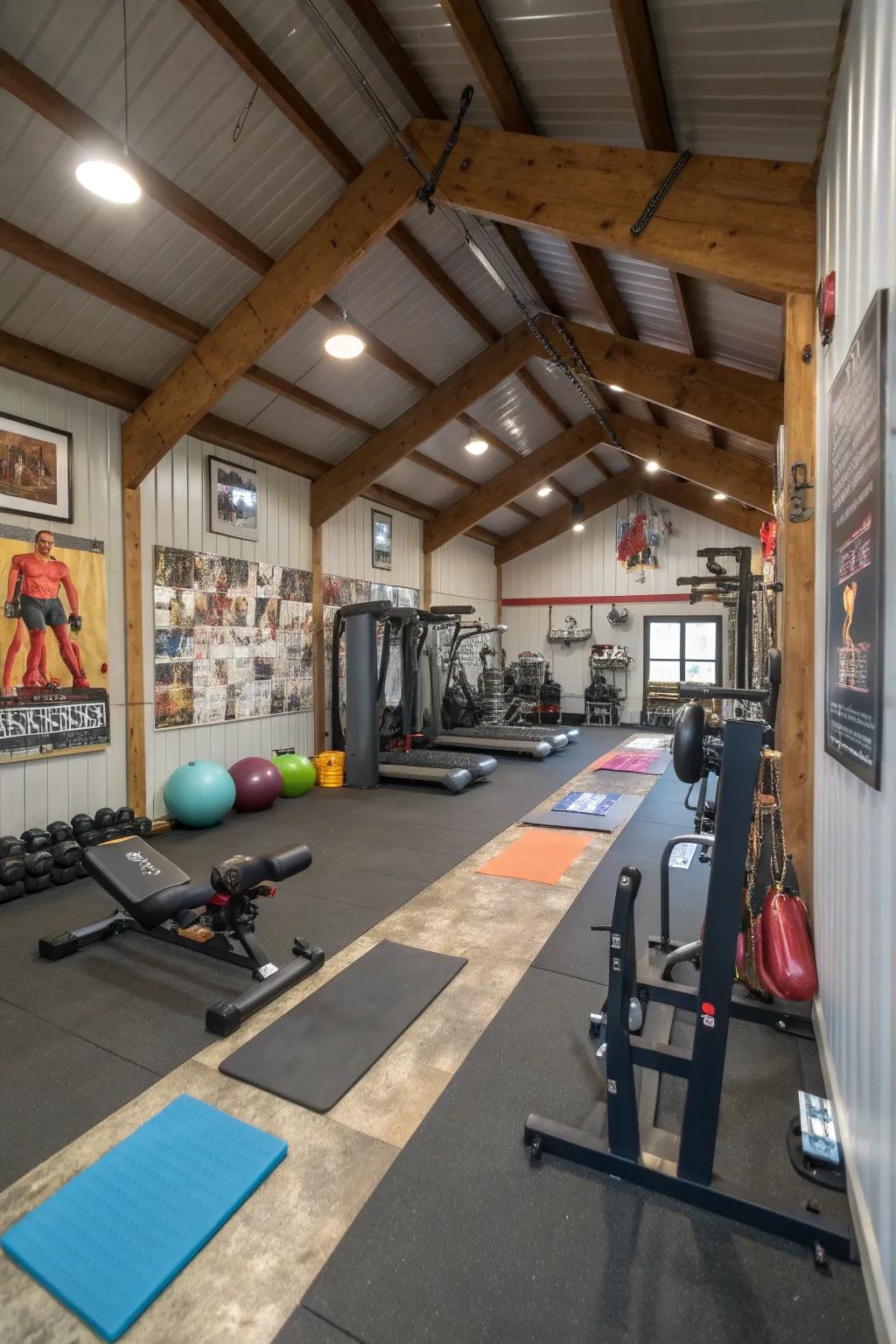 Stay fit and healthy with your own pole barn gym.