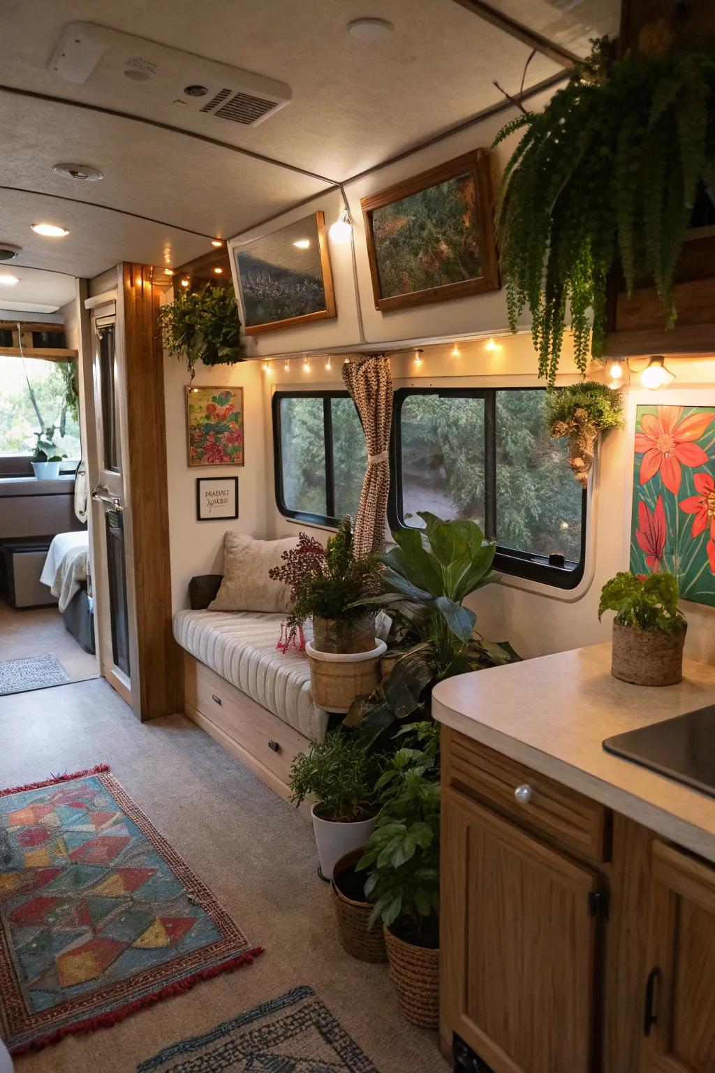 Individual touches personalize this RV, making it feel like home.
