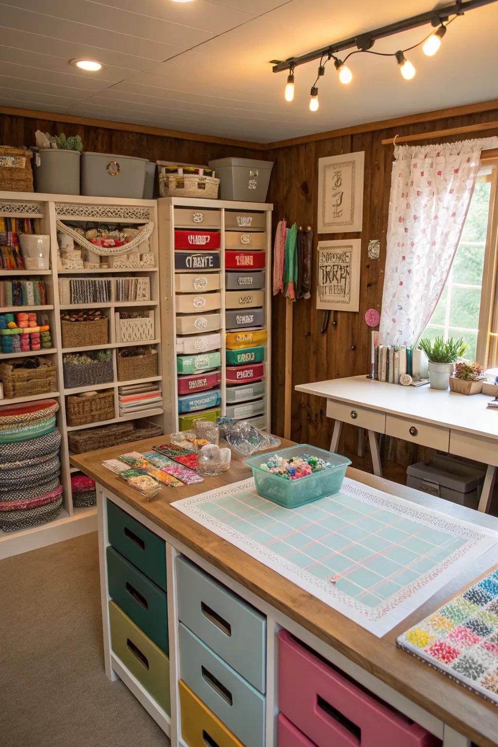 A crafting area intended for creative projects.