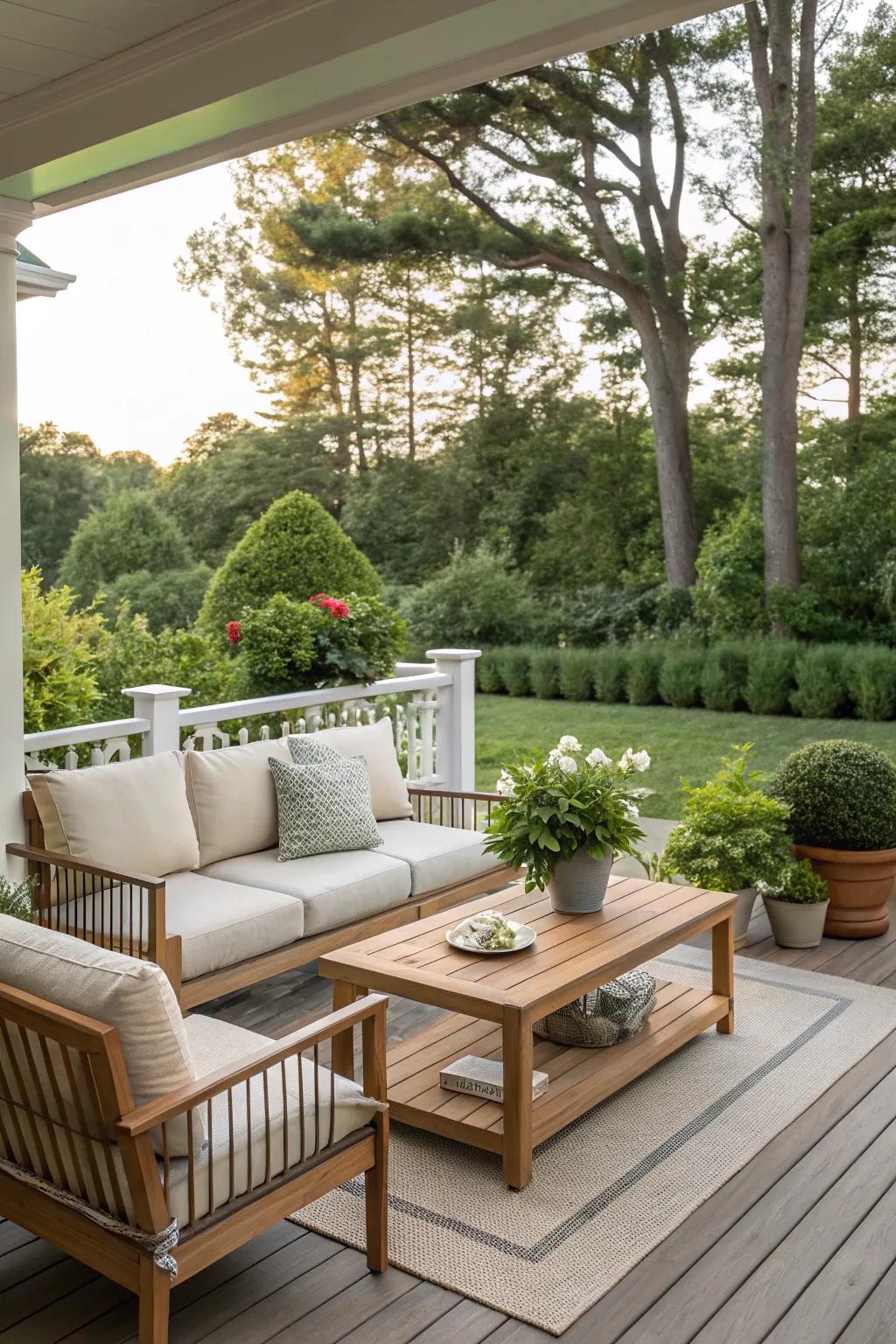 Neutral colors offer a timeless and versatile palette for your deck.