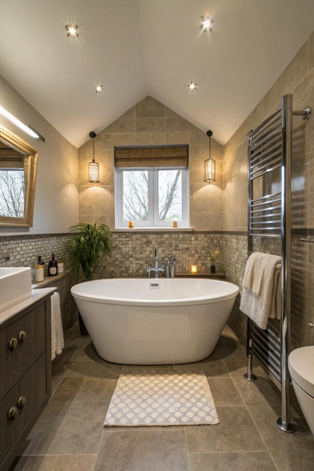 Freestanding tubs provide luxury without sacrificing space.