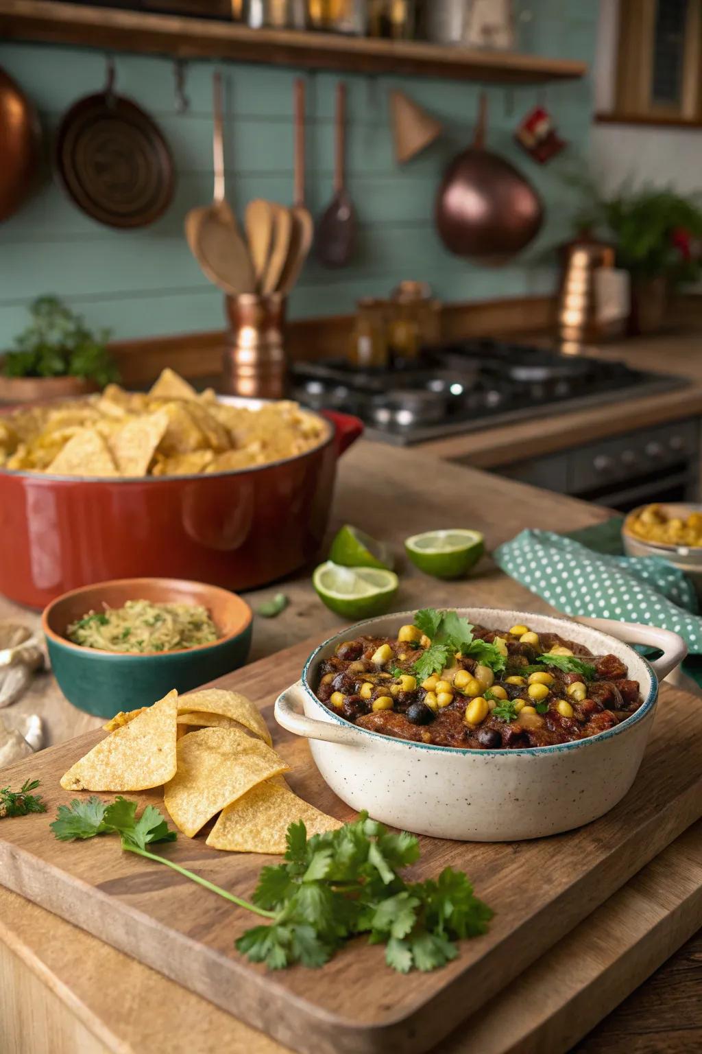 Southwestern black bean and corn bake, full of vibrant flavors.