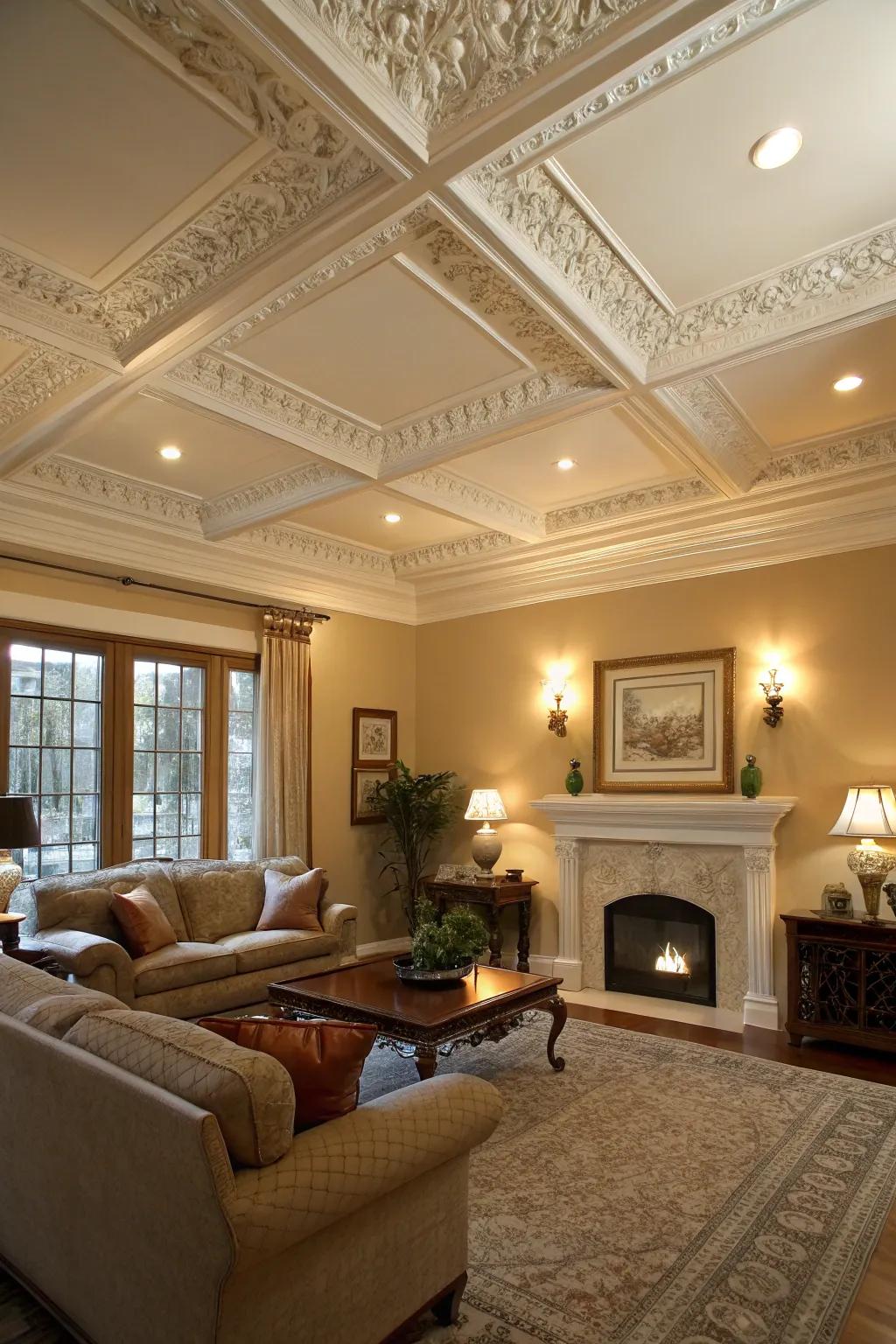 High baseboards and ceiling moldings creating a cohesive look.