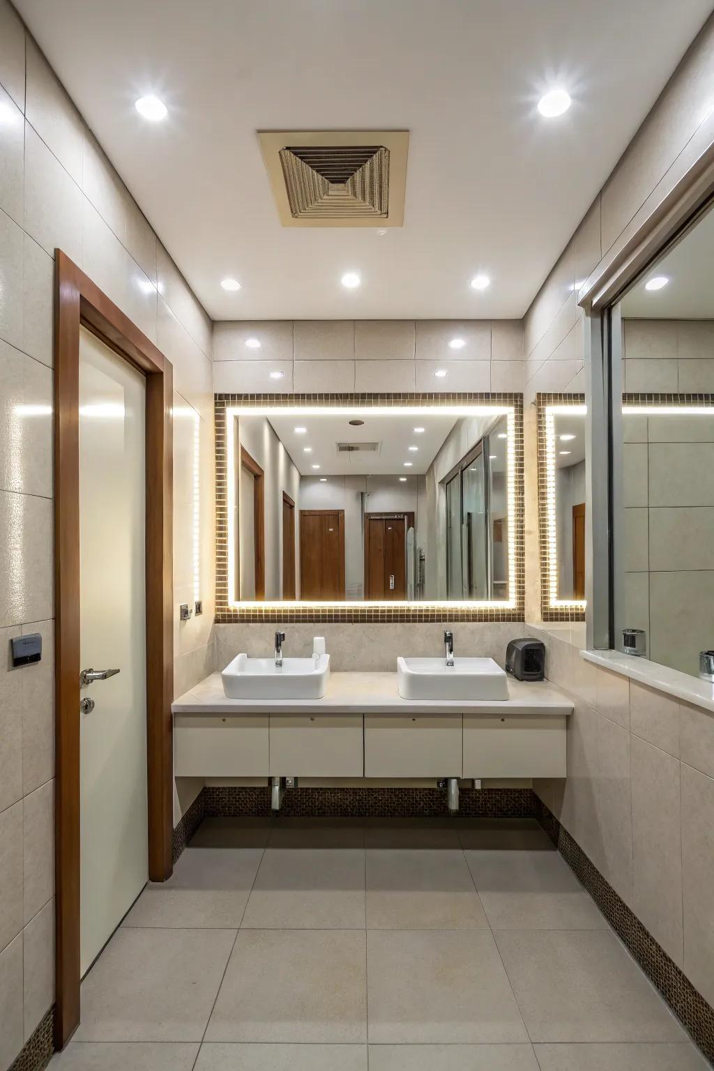 Mirrors strategically placed to enhance space and light.