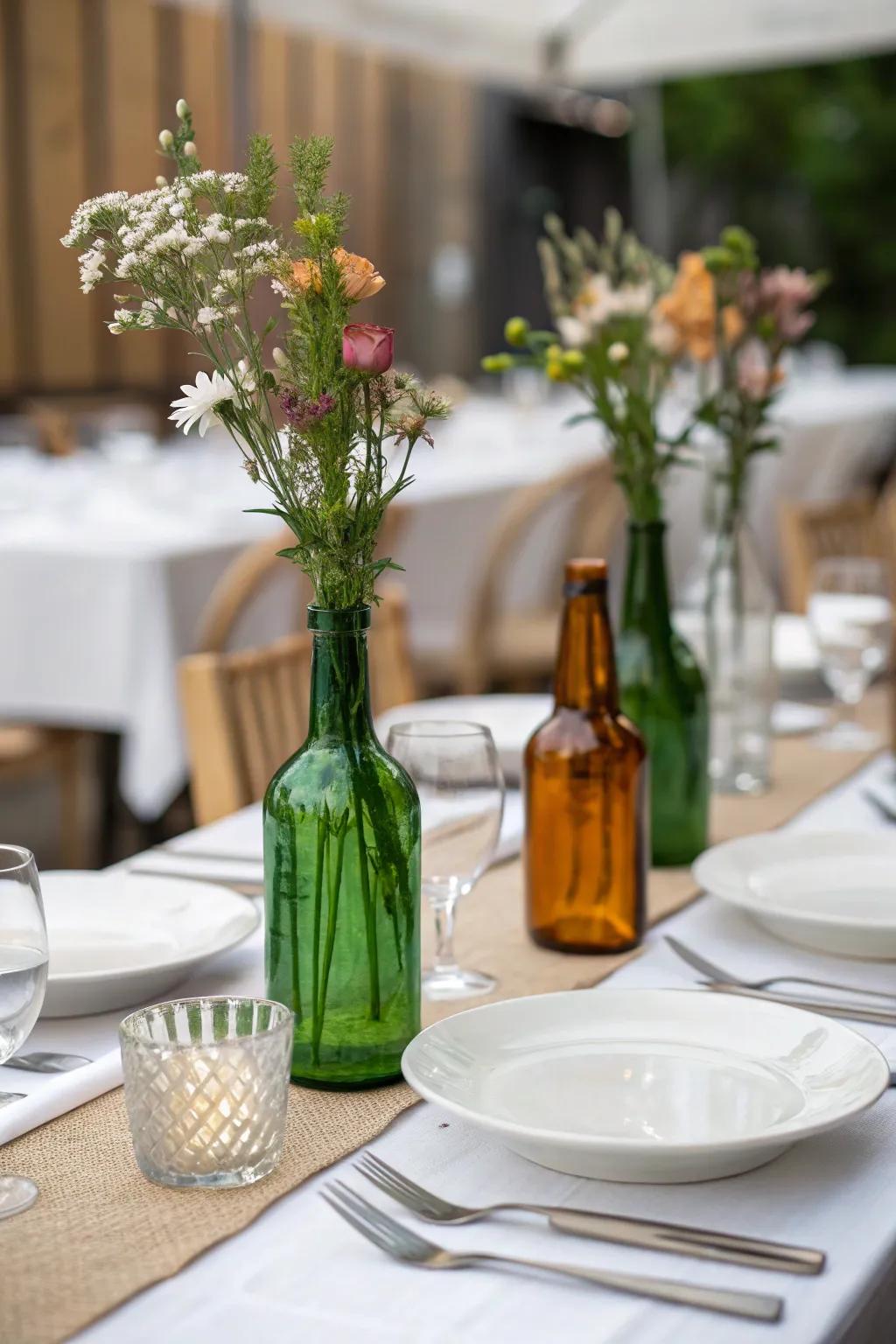 Chromatic glass vessels incorporate a vivid visual interest to your table.
