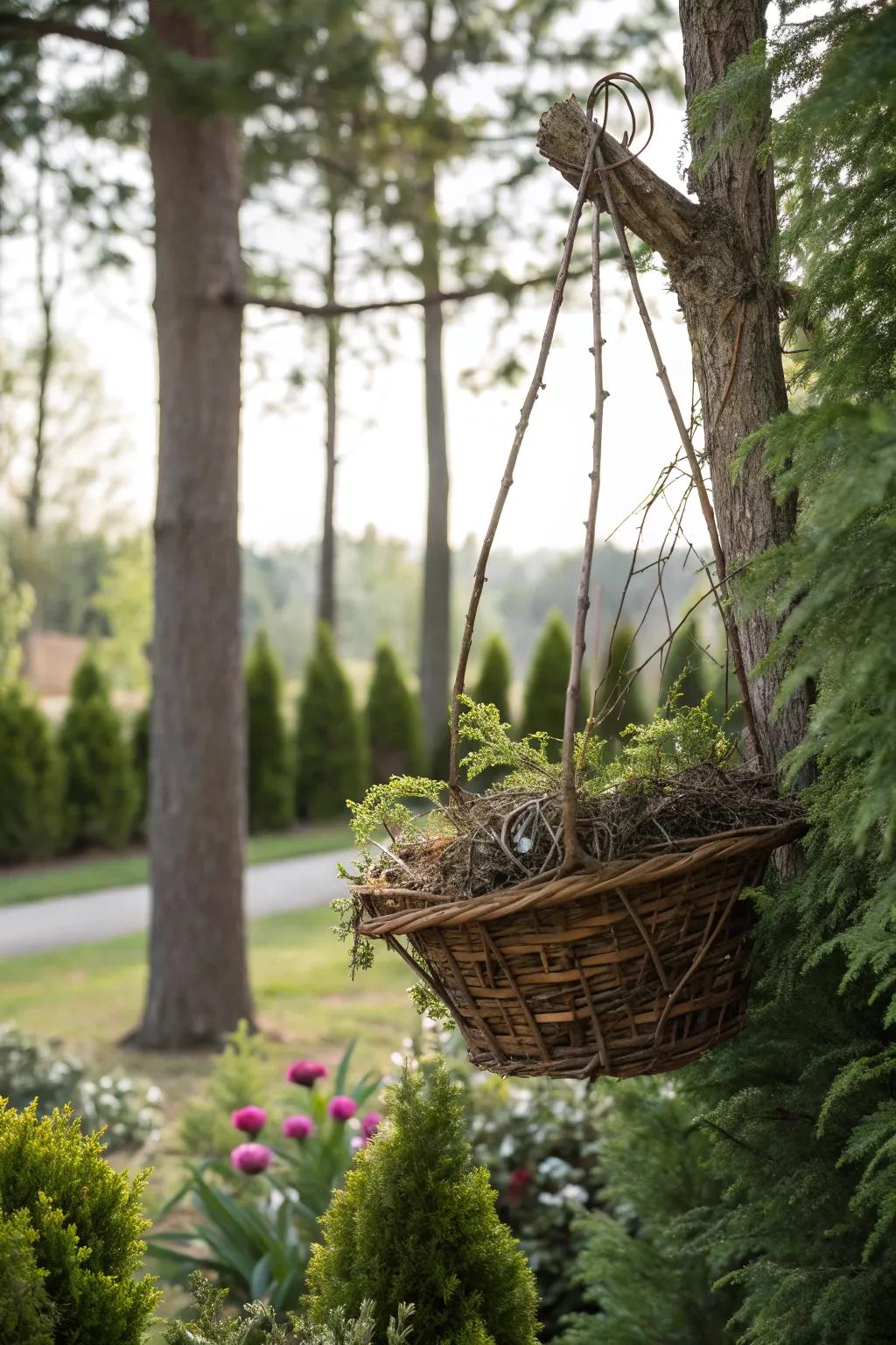 Sprigs lend a rustic component to winter baskets.