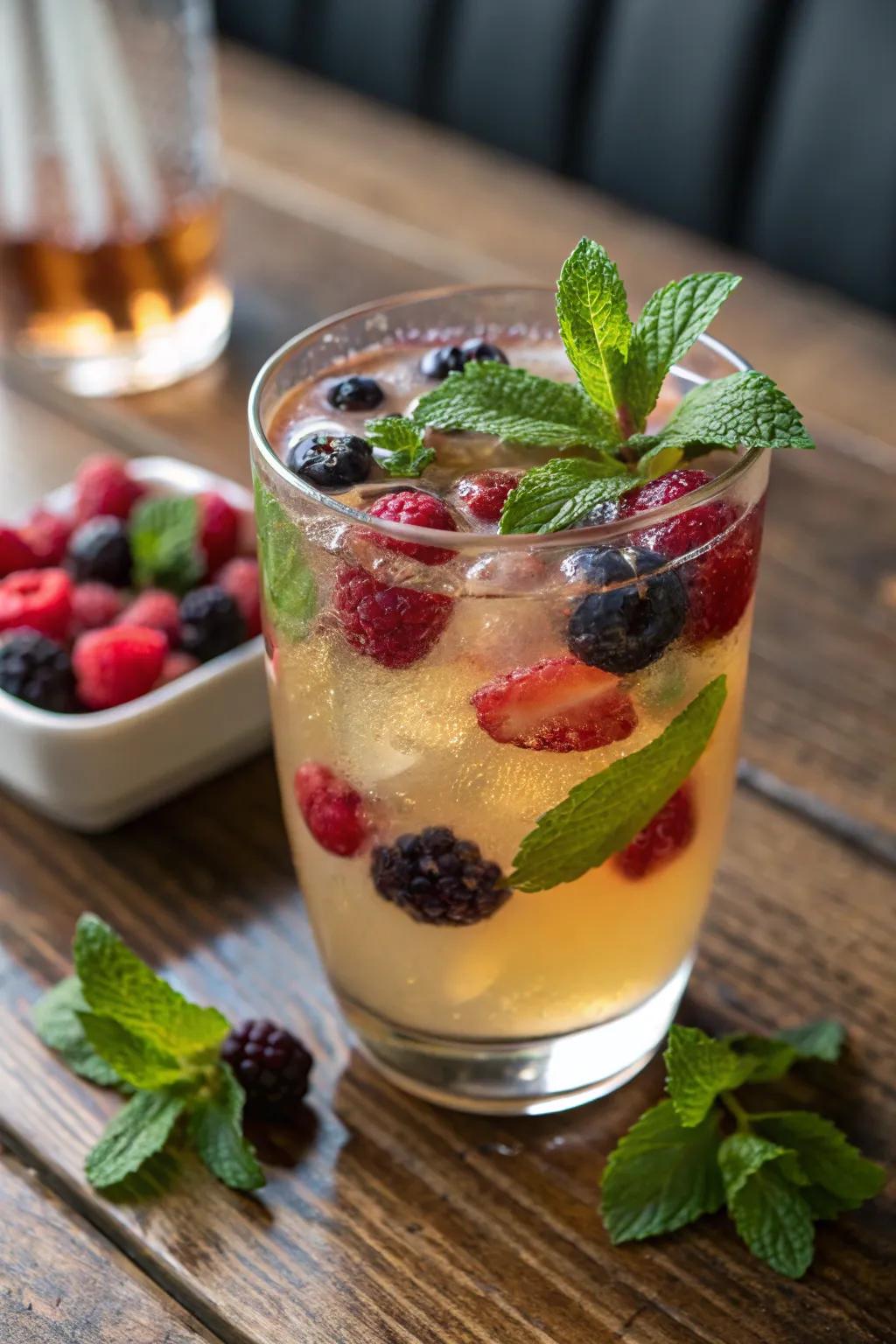 Berry-infused cider punch for a vibrant burst of flavor.