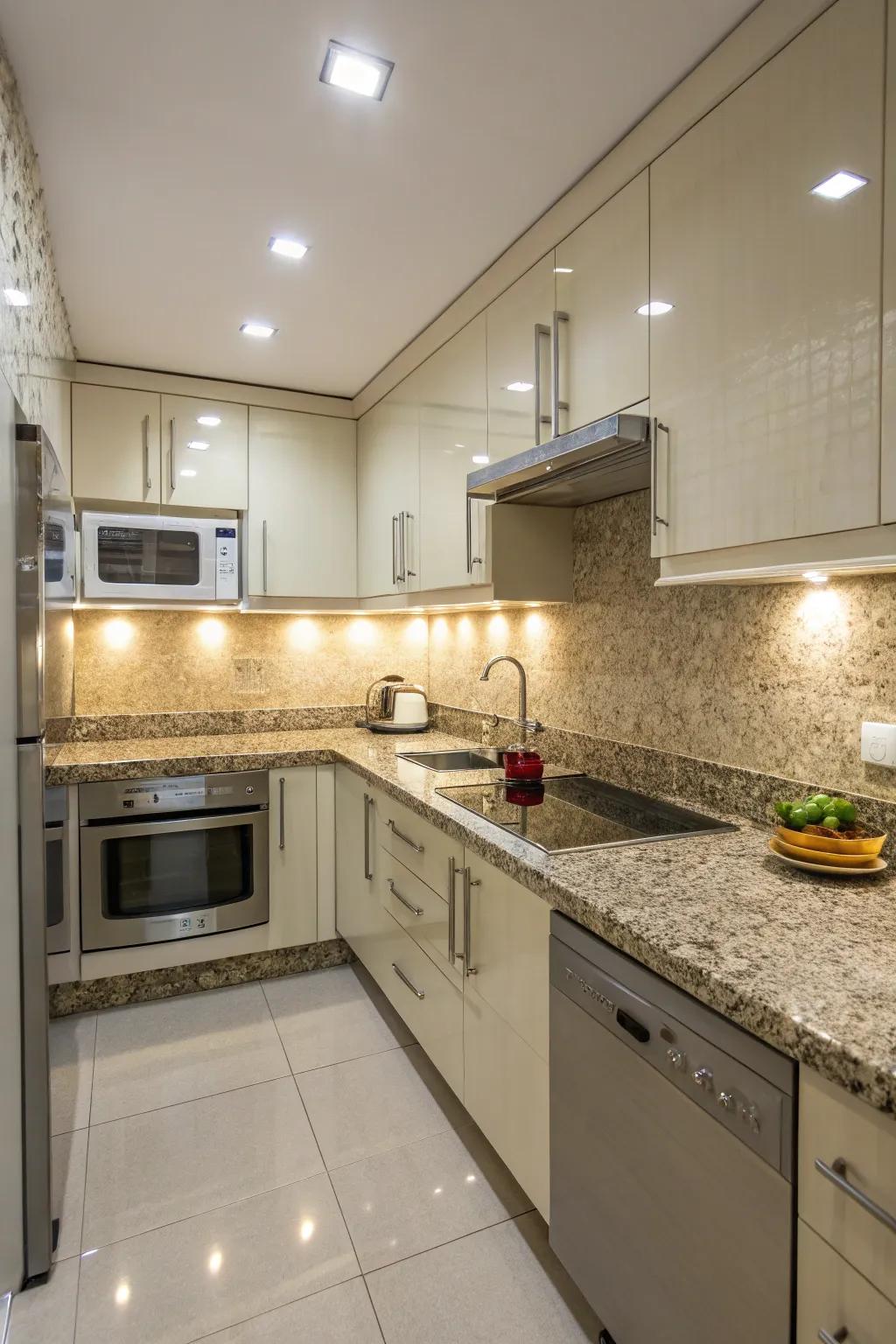 Smart backsplash choices can open up compact kitchen spaces.