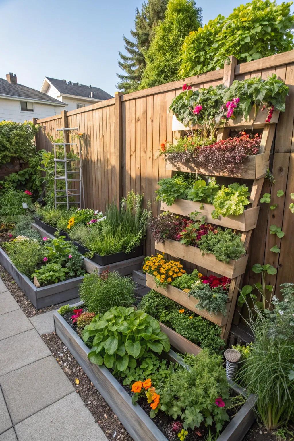 A lush vertical garden providing privacy and space efficiency.