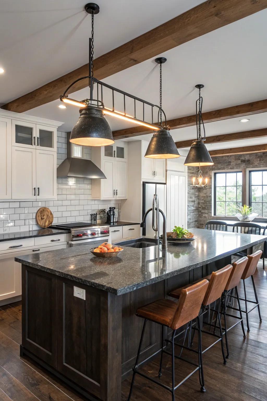 Pendant lighting adds character and style to barn conversions.