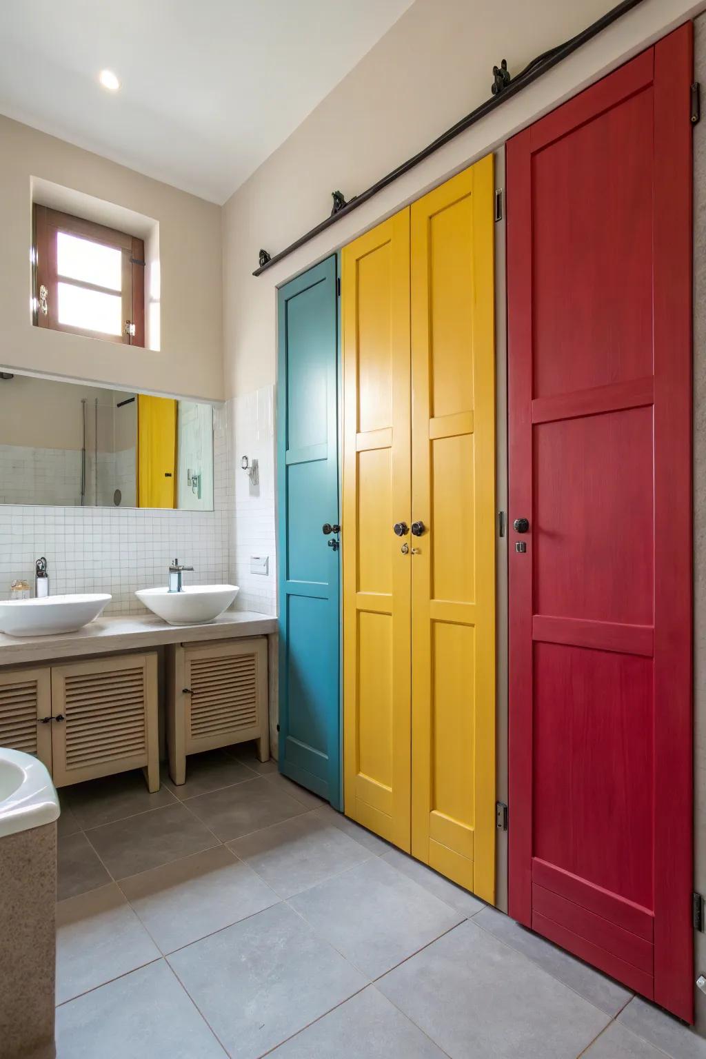 Lively color palettes can turn closet panels into statement pieces.