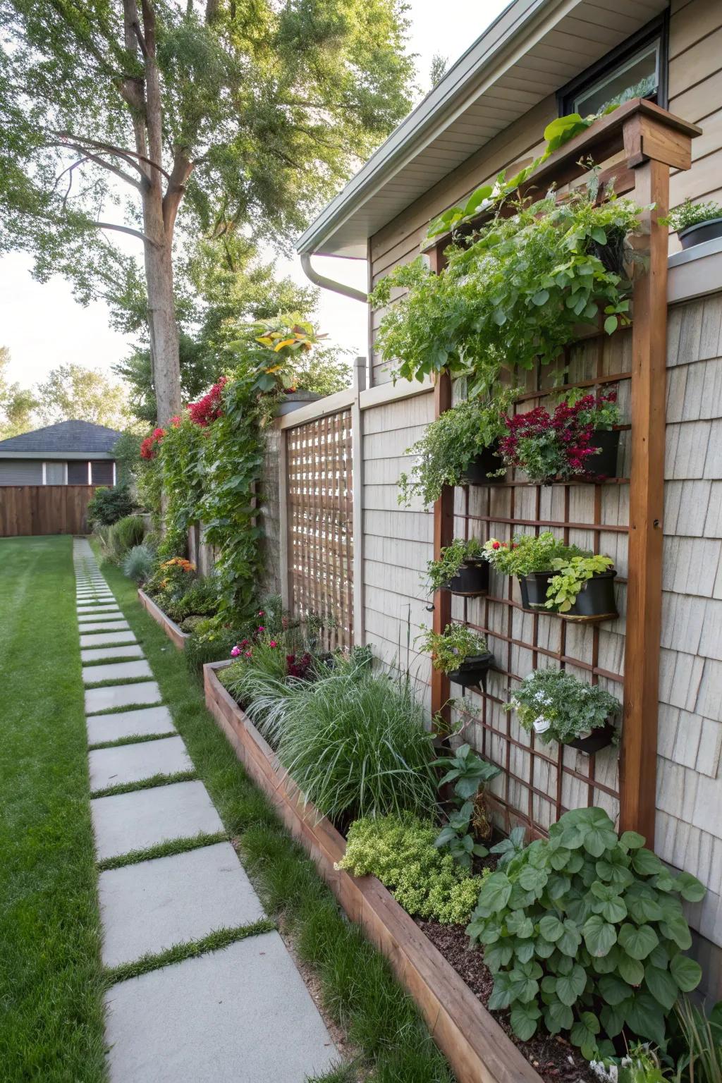 Vertical gardens inject dimension and visual interest into confined spaces.