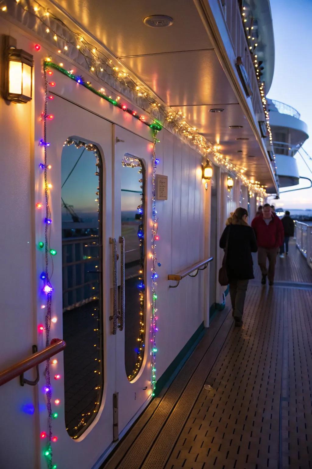 Light up your cruise door with vibrant string lights.