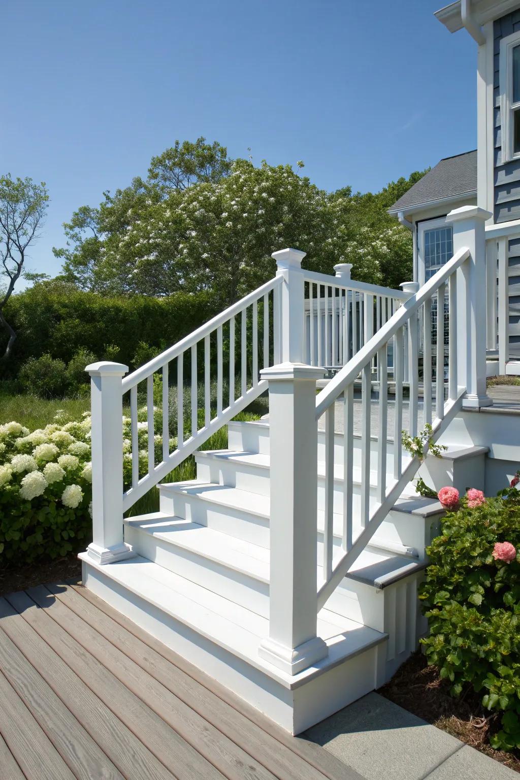 Classic white steps offering timeless elegance