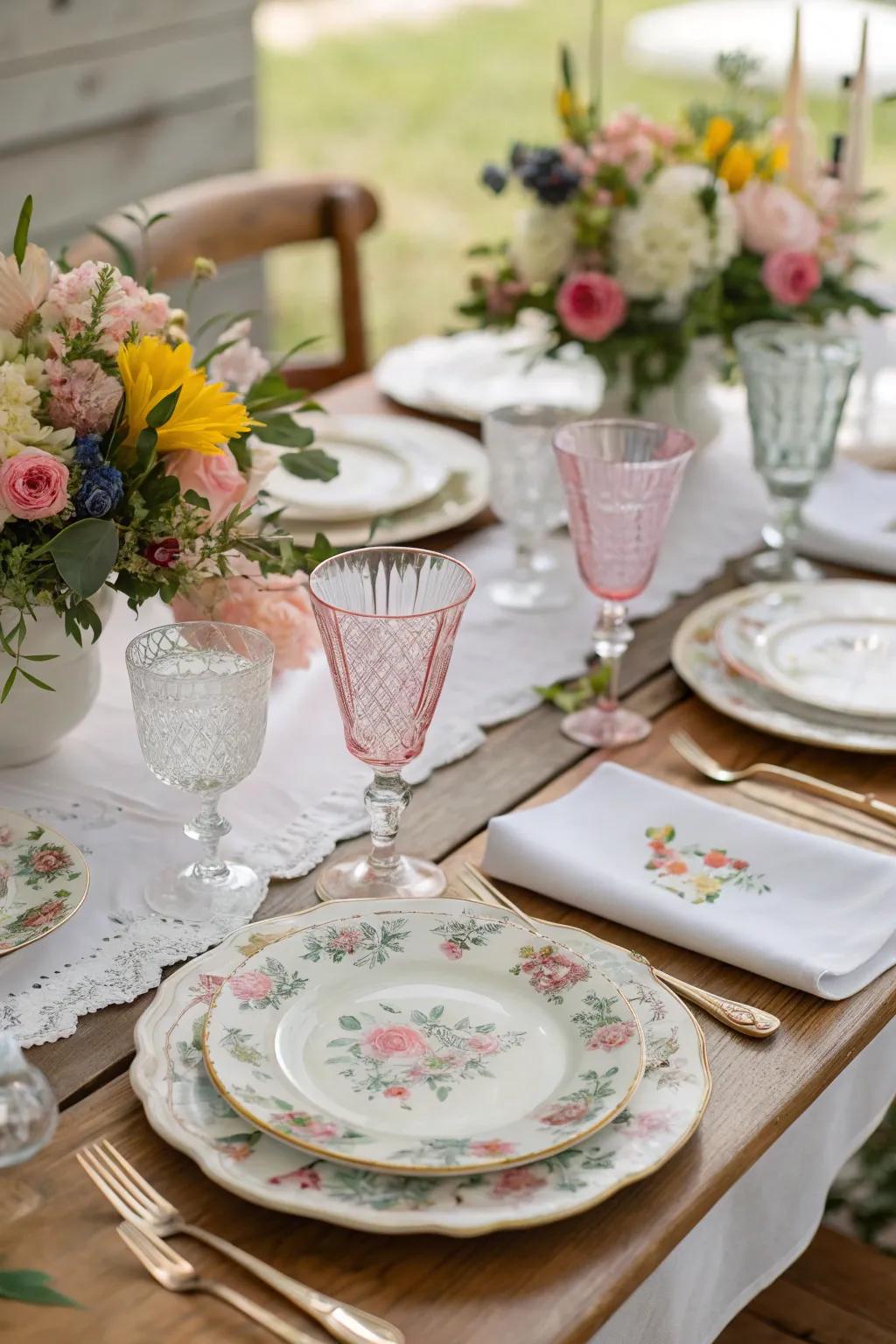 Assorted legacy tableware spawns a charming and diverse sensation.