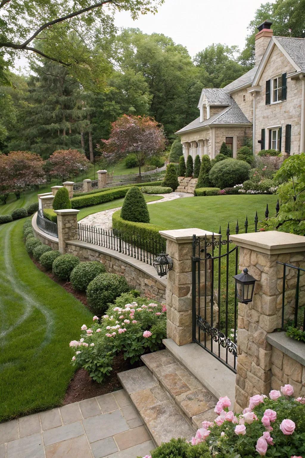 Timeless elegance with a stone wall