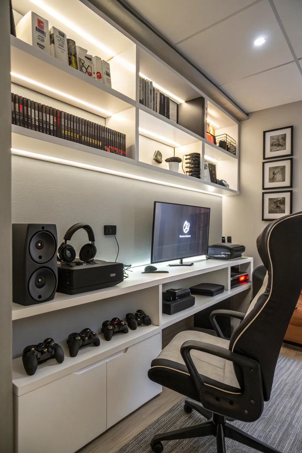 Showcase your gaming accessories as part of your room's decor.