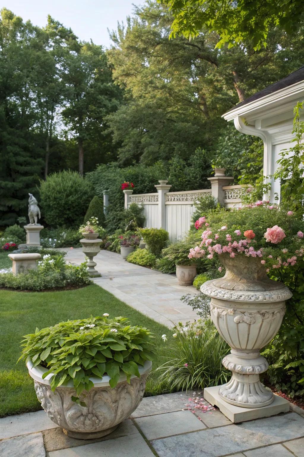 Decorative elements add a touch of personality and refinement to your backyard.