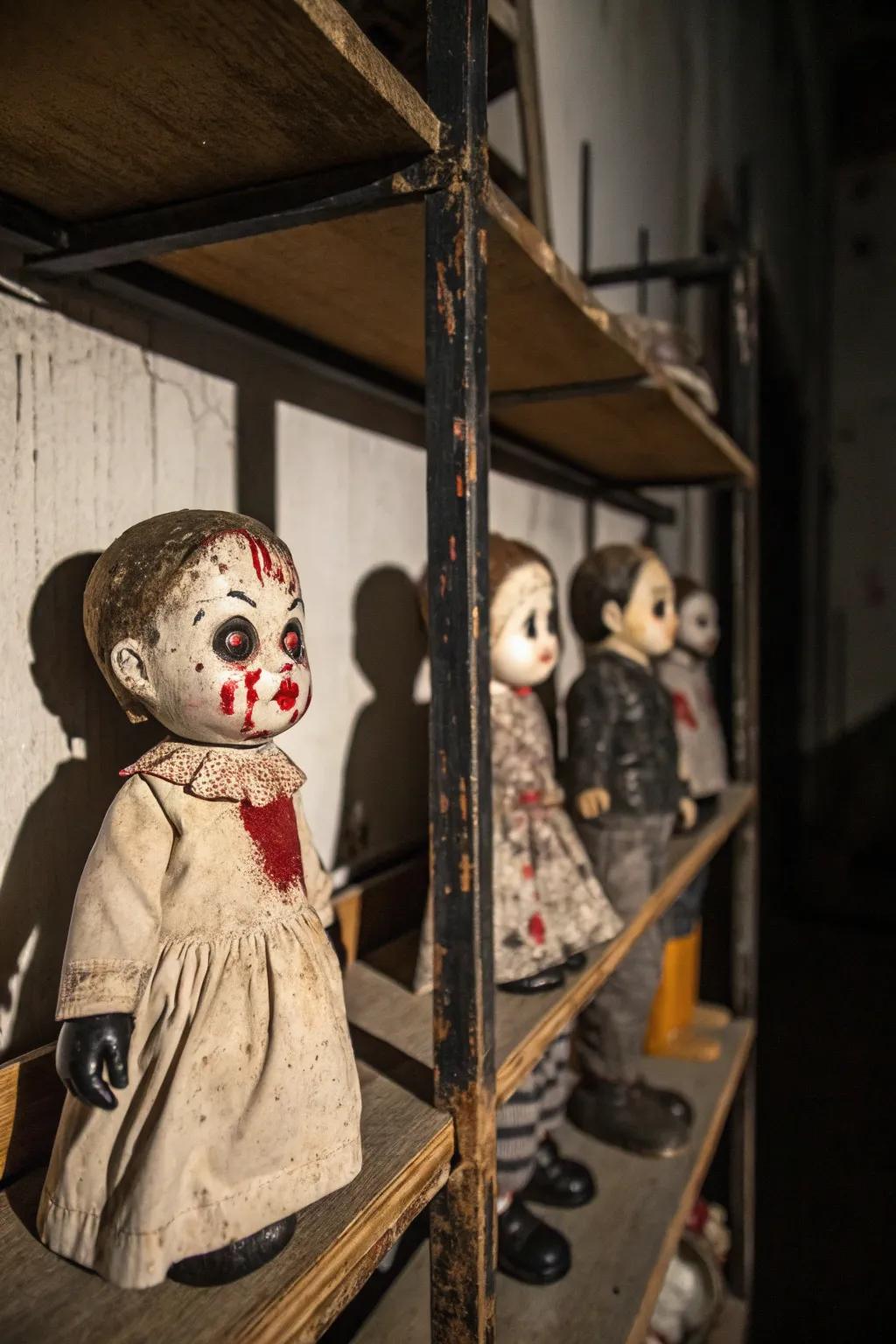 Convert puerile playthings into a chilling exhibition via a haunted dolls motif.