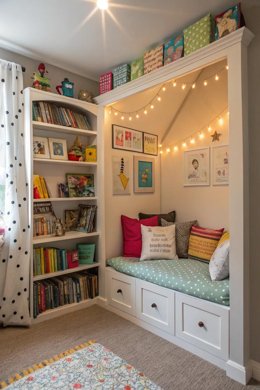 A reading nook that invites children into the world of stories.